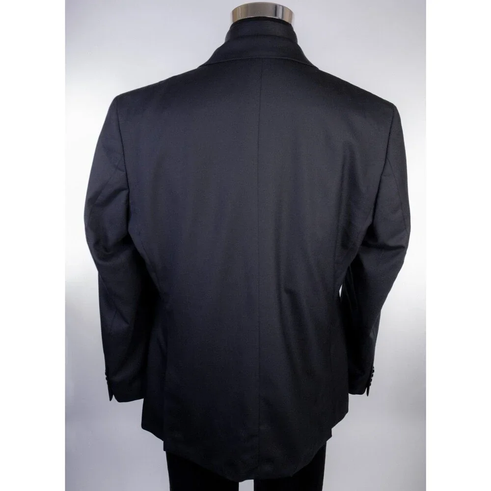 J.Crew Thompson Peak Lapel Tuxedo Jacket Black Sz 44R Two Button Wool Blazer